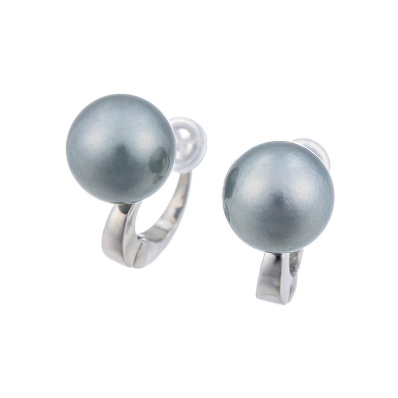 SV 黒蝶真珠 フェザータッチイヤリング P 約10.0mm