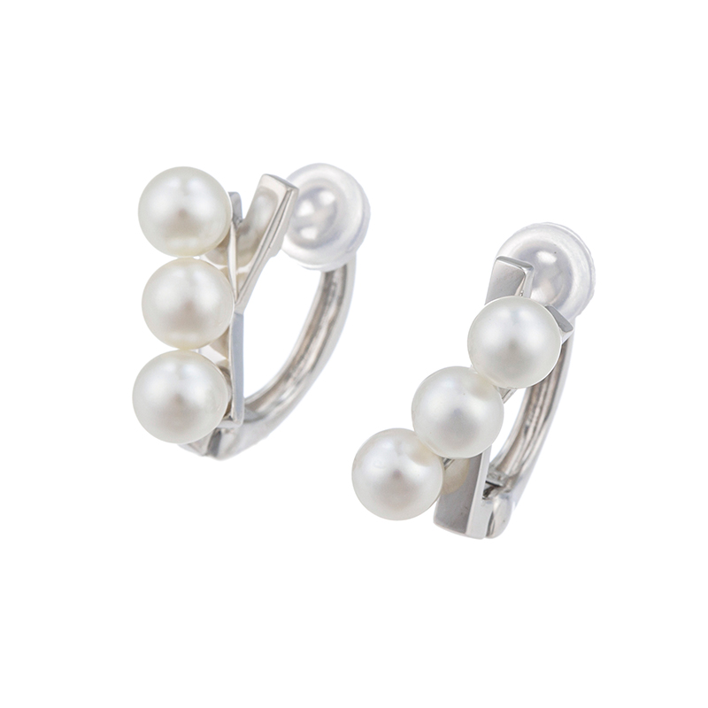SV 越物 アコヤ真珠 無調色 フェザータッチイヤリング P 約4.5mm