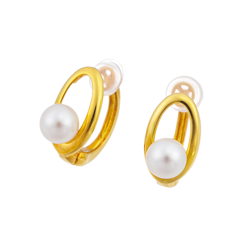 SV 越物 アコヤ真珠 無調色 フェザータッチイヤリング P 約5.5mm