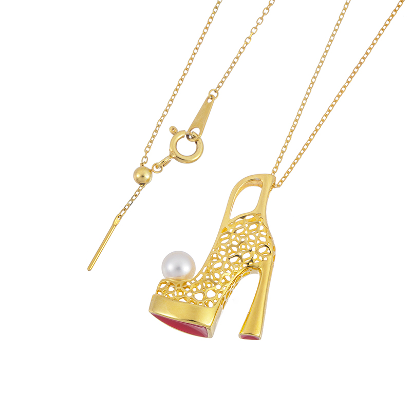 SV 越物 アコヤ真珠 無調色 ルージュステップ デザインネックレス