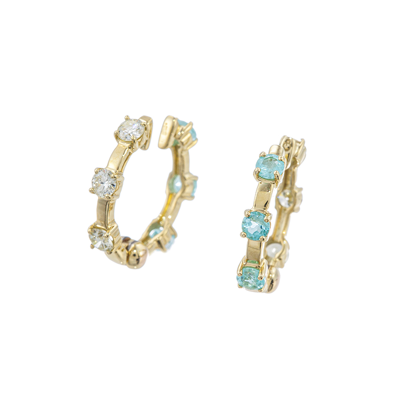 K18YG ブラジル産パライバトルマリン ダイヤ ピアリング PRT 約0.20ct D 約0.26