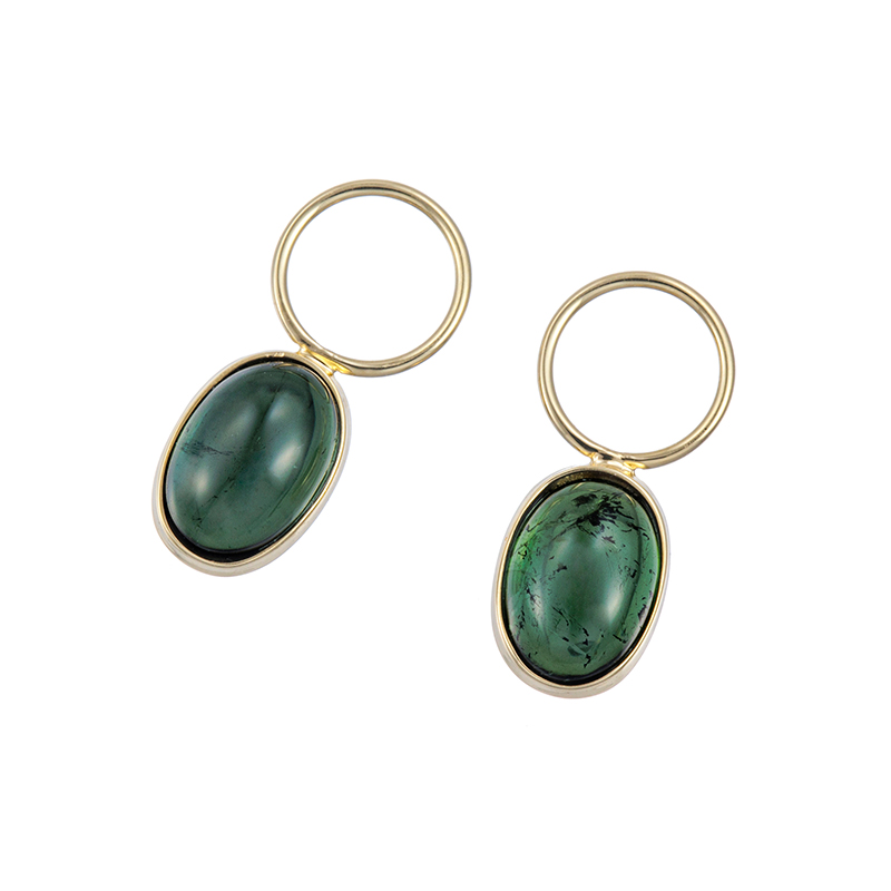 K18YG グリーントルマリン チャーム T 約1.50ct