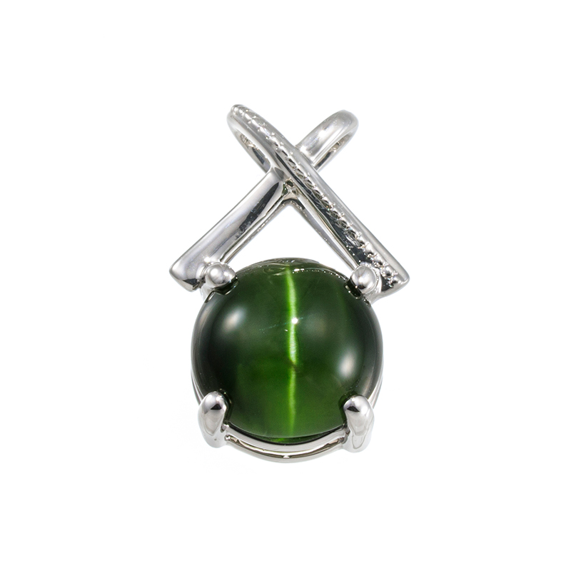 PT950 ダイオプサイドキャッツアイ ペンダントトップ DI 約1.40ct