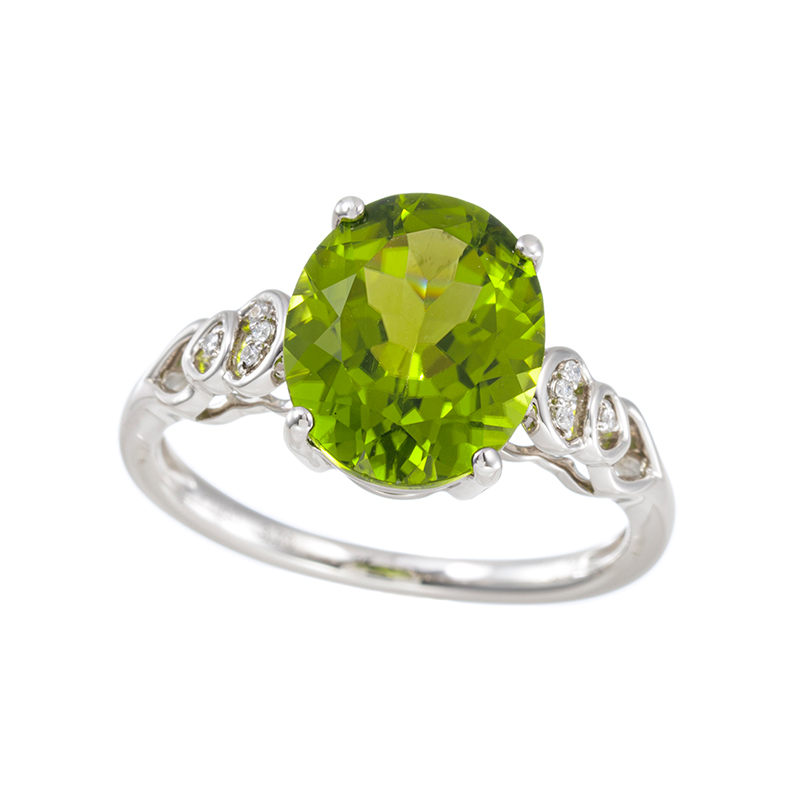 PT950 ペリドット ダイヤ リング PE 約3.70ct D 約0.02ct