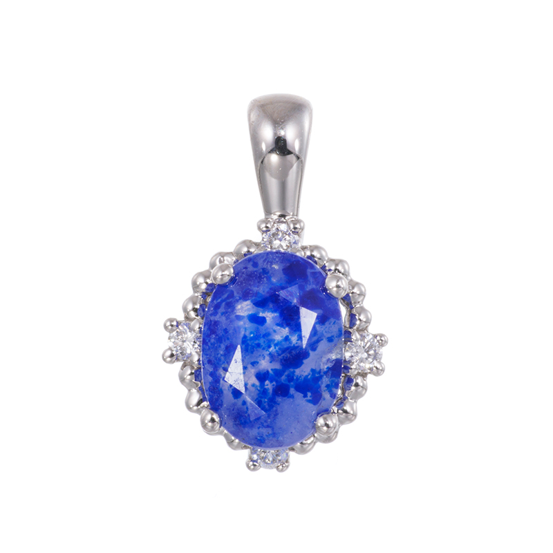 PT950ラズライトインソーダライトダイヤペンダントトップSD約0.50ctD約0.04ct