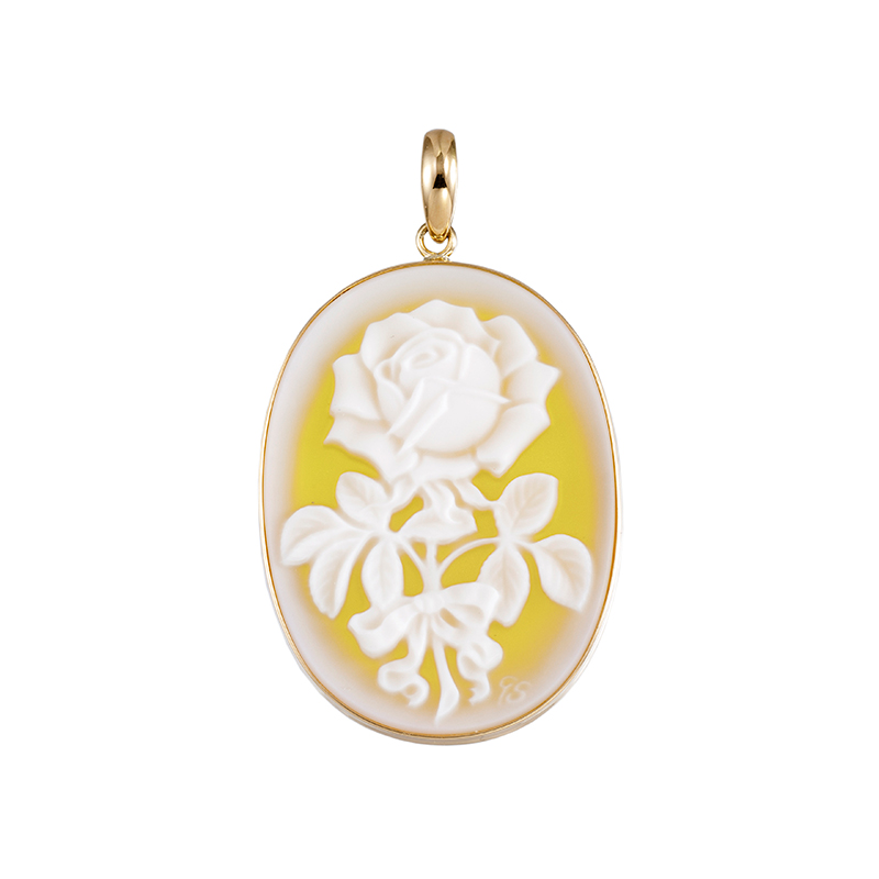 K18YG メノウカメオ ペンダントトップ カメオ 約30×22mm