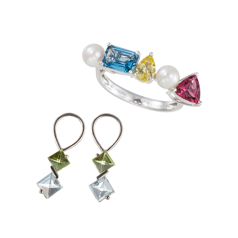 【福袋】パラ トパーズガーネットベリルアコヤ真珠リング13号PT950アクアマリンペリドットチャーム