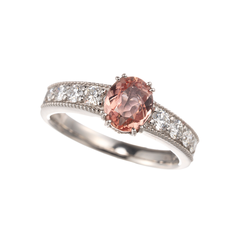 PT950 ブラジル産インペリアルトパーズ ダイヤ リング ITO 1.40ct D 0.45ct