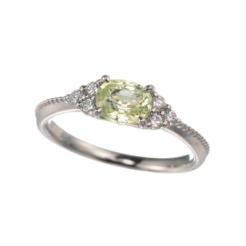 PT950 クリソベリル ダイヤ リング CB 1.04ct D 0.17ct