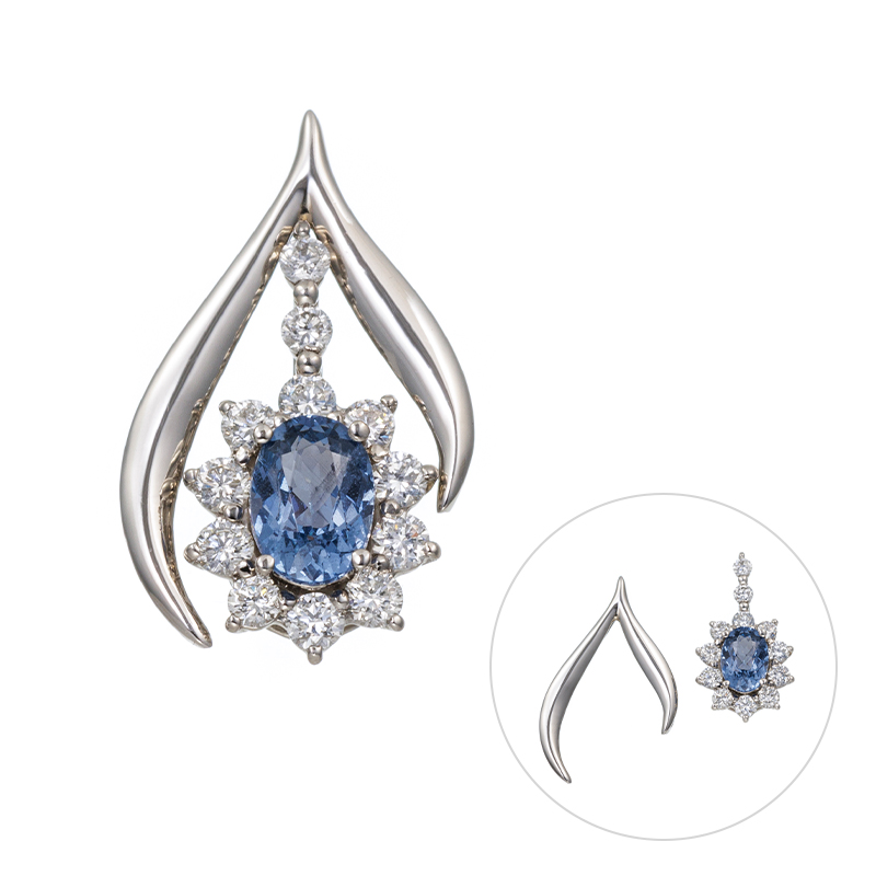 PT950 タンザニア産コバルトスピネル ダイヤ ペンダントトップ SP 0.58ct D 0.32