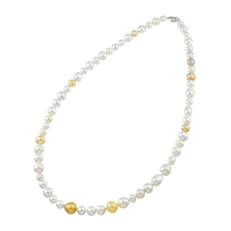 SVテリVeryGood白蝶真珠ナチュラルマルチカラーロングネックレス