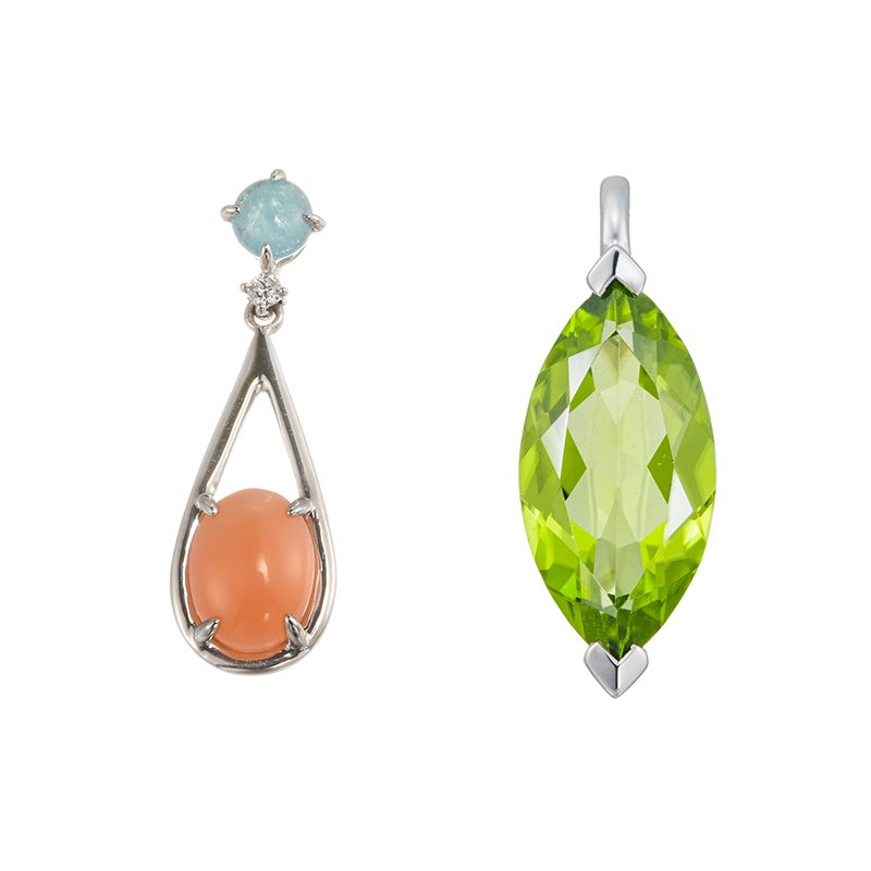 【福袋】PT950モモサンゴパライバトルマリンダイヤペントップ＆ペリドットペンダントトップ