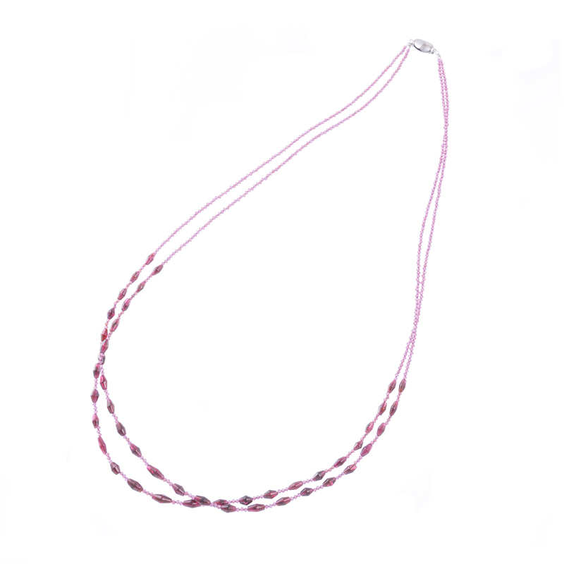 SV ガーネット ＆ パープルガーネット 2連ネックレス GA 約60.00ct GA 約43.00