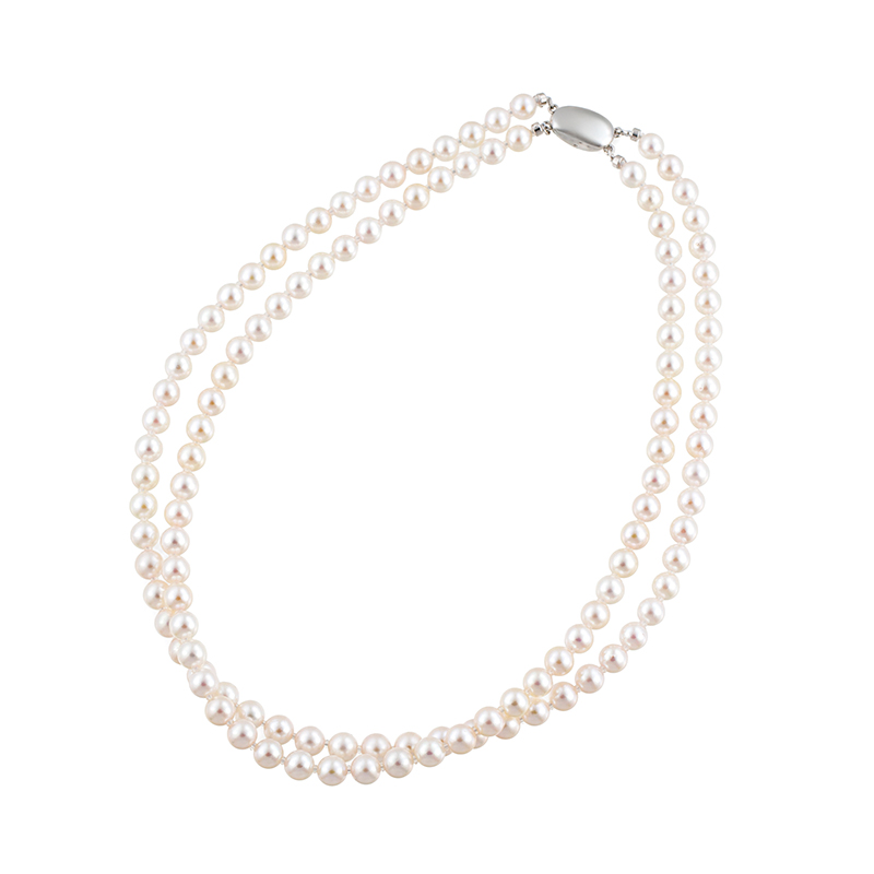 SV アコヤ真珠 2連ネックレス P 約6.0mm 約40cm