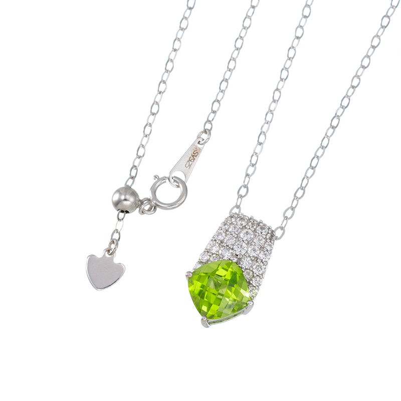 パラシルペリドット天然ホワイトジルコンネックレスPE約2.00ctZI約0.55ct