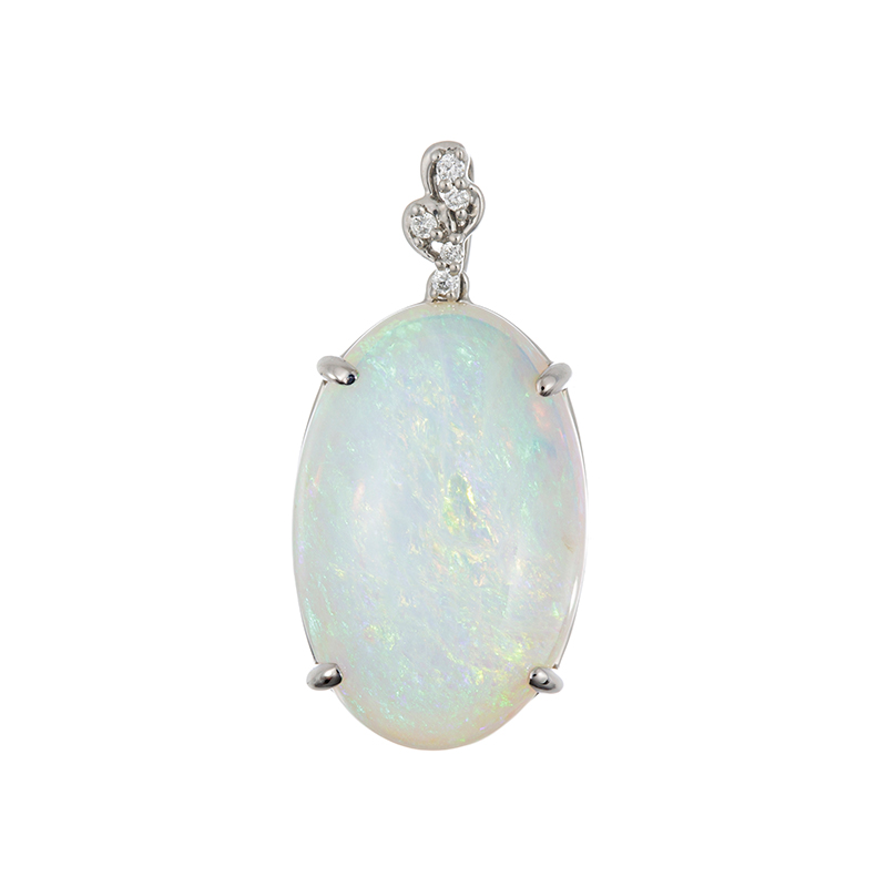 PT950 ホワイトオパール ダイヤ ペンダントトップ OP 8.44ct D 0.02ct