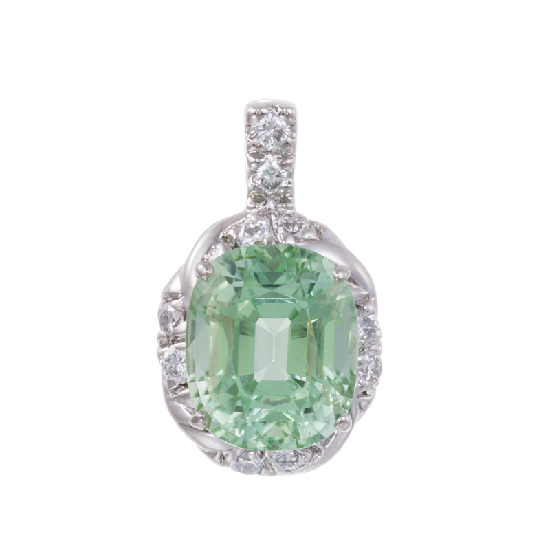 PT950 ミントカラートルマリン ダイヤ ペンダントトップ T 約0.50ct D 約0.04ct
