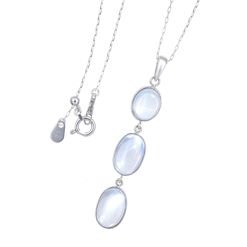 PT950/PT900 スリランカ産ロイヤルブルームーンストーン ネックレス MO 約3.00ct