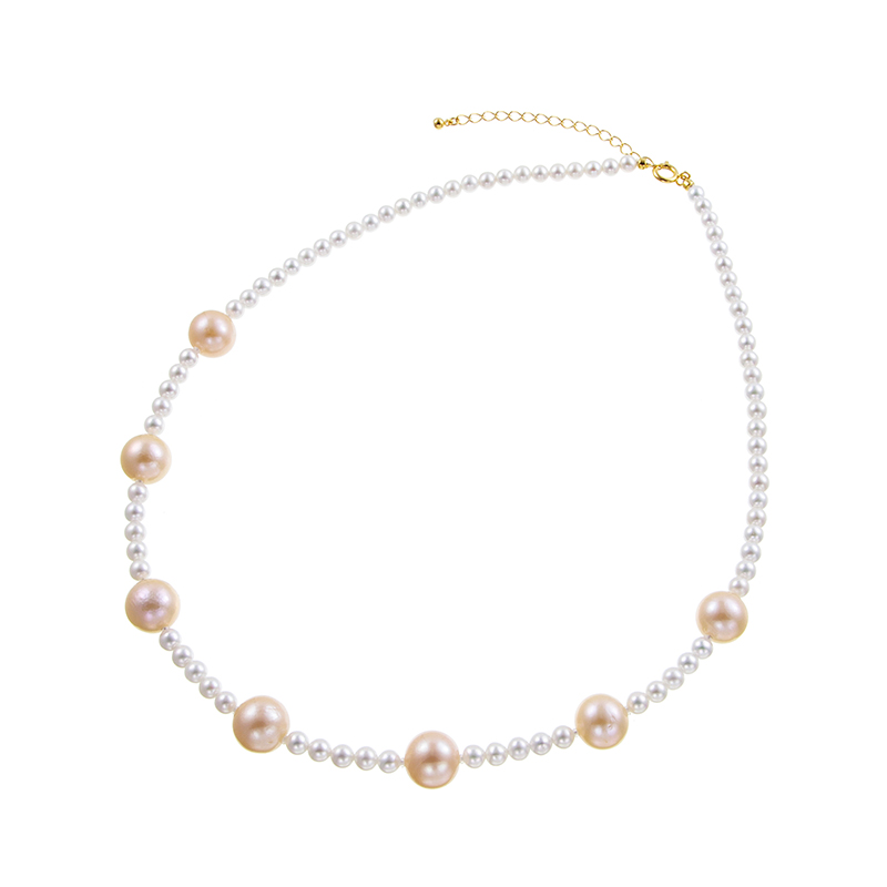 SV 有核淡水真珠 ステーションネックレス P 約10.0mm P 約4.0mm 約47cm