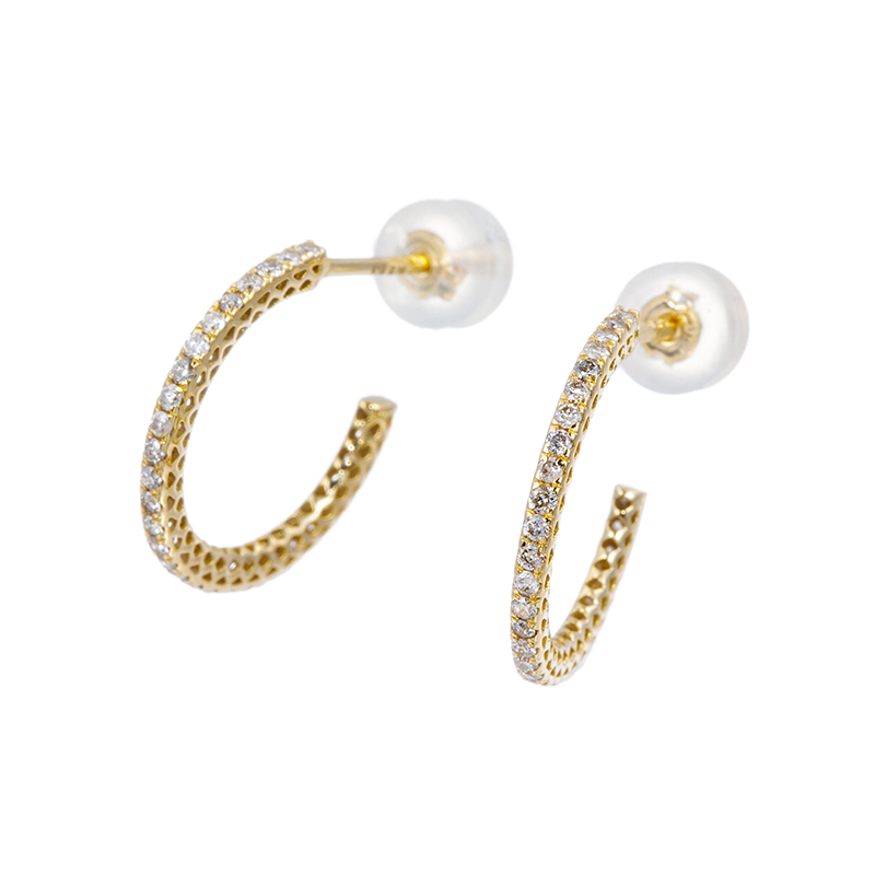 K18YG ブラウンダイヤモンド フープピアス BRD 約0.28ct 約0.9g