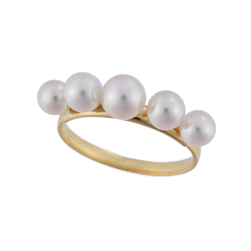 K18YG 輝夜 アコヤ真珠 アジャストリング P 約4.0-5.0mm 8～15号