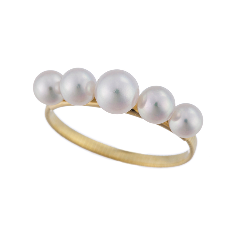 K18YG 輝夜 アコヤ真珠 アジャストリング P 約4.0-5.0mm 15～23号