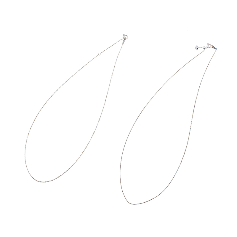 K18WG ベネチアンチェーン ネックレス & PT850 スクリューチェーン ネックレス 2点セッ