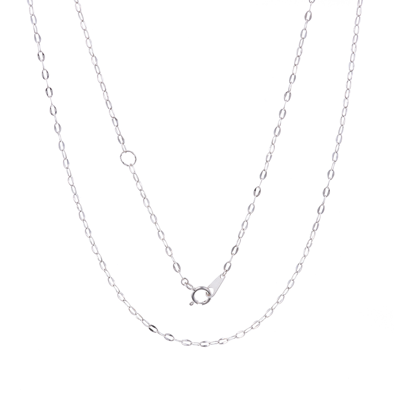 K18WG ホローケーブル チェーンネックレス50 キラキラアジャスター環付き 約0.7g