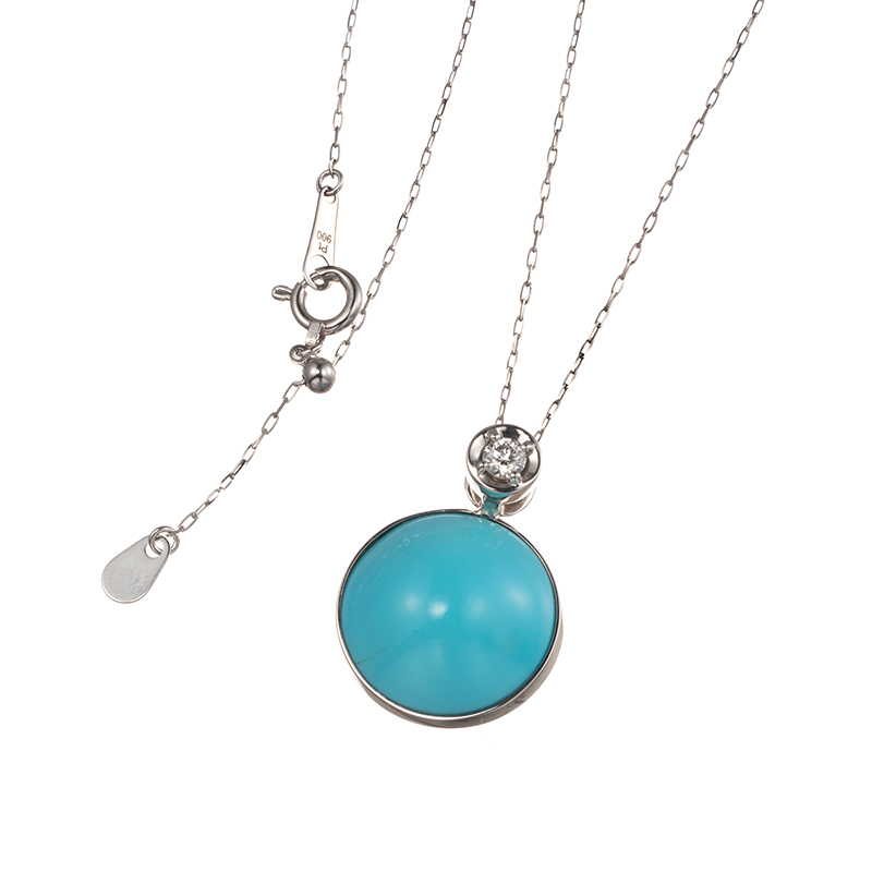 PT950/PT900 スリーピングビューティーターコイズ(スタビライズ) ダイヤ ネックレス TQ