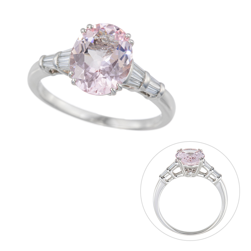 PT950 モルガナイト ダイヤ リング MOR 約1.80ct D 約0.21ct