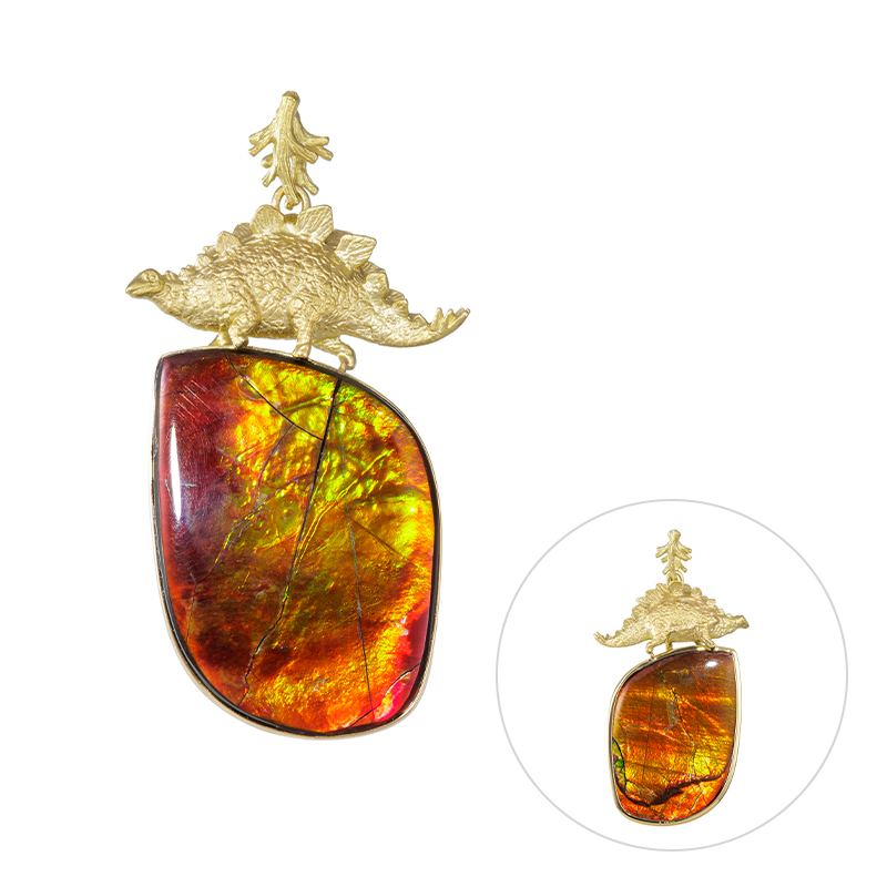 K18YG ダブルフェイスアンモライト ペンダントトップ AMM 21.89ct