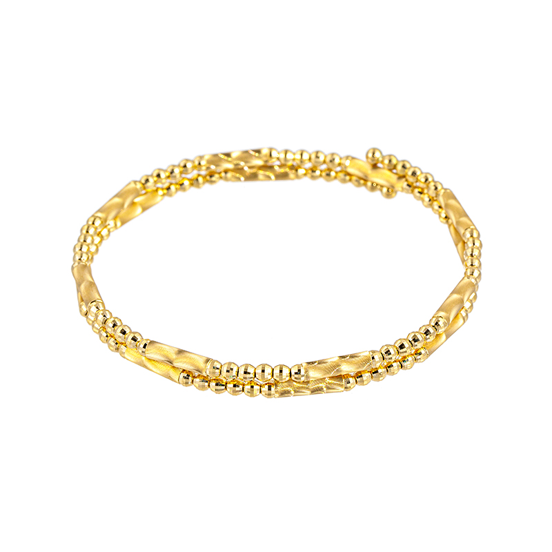 K18YGシルクカット&ミラーボールフリーバングル長さ約32cm総重量約3.4g