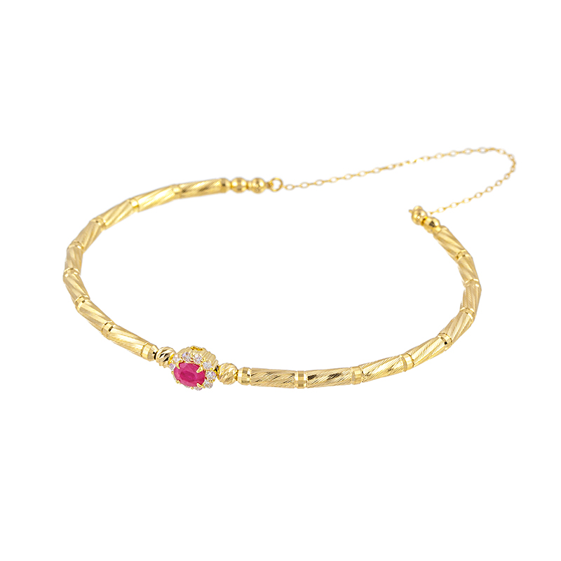 K18YGルビーダイヤフリーバングルRB約0.23ctD約0.11ct総重量約2.3g