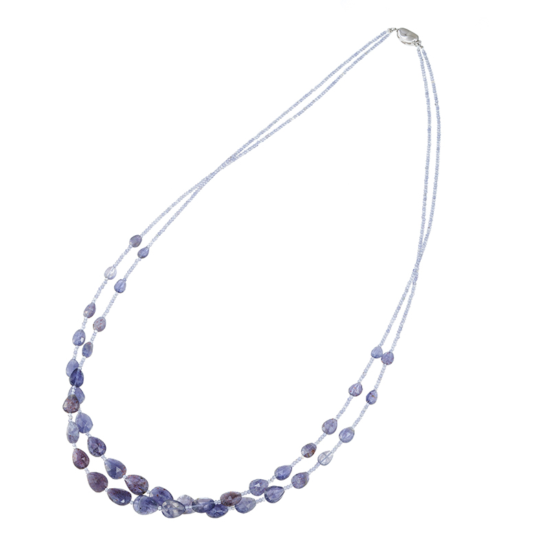 SV アイオライトサンストーン アイオライト 2連ネックレス ISS 約70.00ct IO 約20