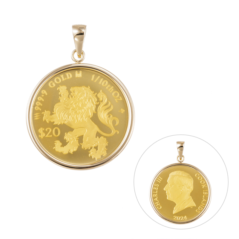 GSTV 純金/K18YG2024年1/10ozキングオブビーストコインペンダントトップ