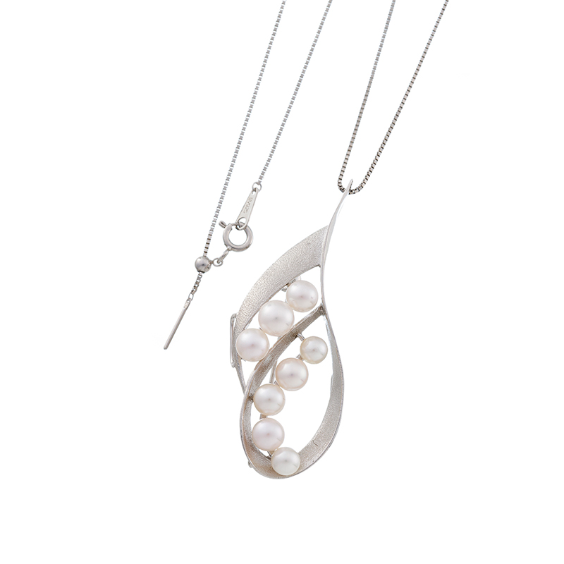 SV アコヤ真珠 ブローチネックレス P 約4.0-6.0mm 約50cm