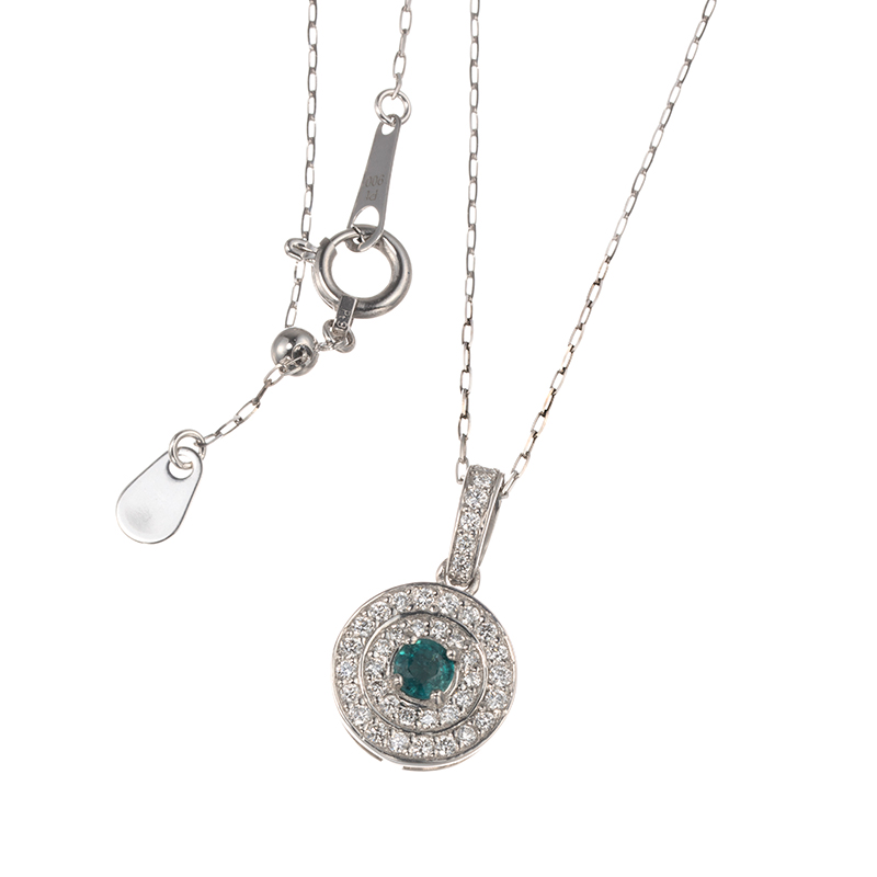 PT950/PT900 グランディディエライト ダイヤ ネックレス GR 約0.07ct D 約0.