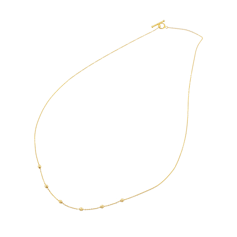 K18YG クロスケーブルチェーン Tバーエンド ネックレス 長さ 約50cm 幅 約0.9-2.9