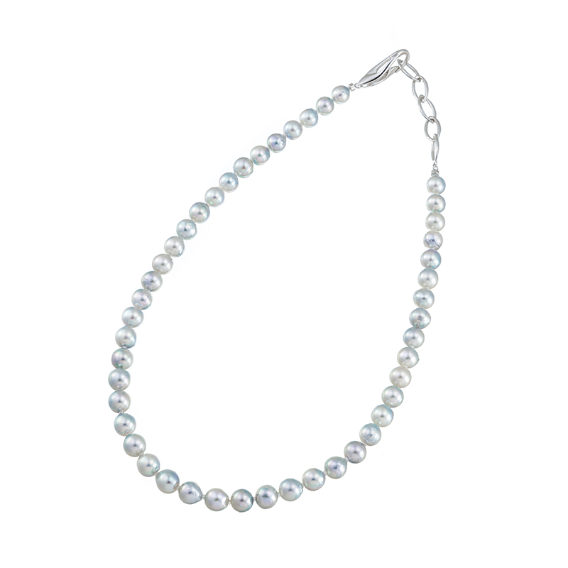 SV 宇和島産 越物 アコヤ真珠 ナチュラルカラー デザインネックレス P 約7.0mm 約46cm