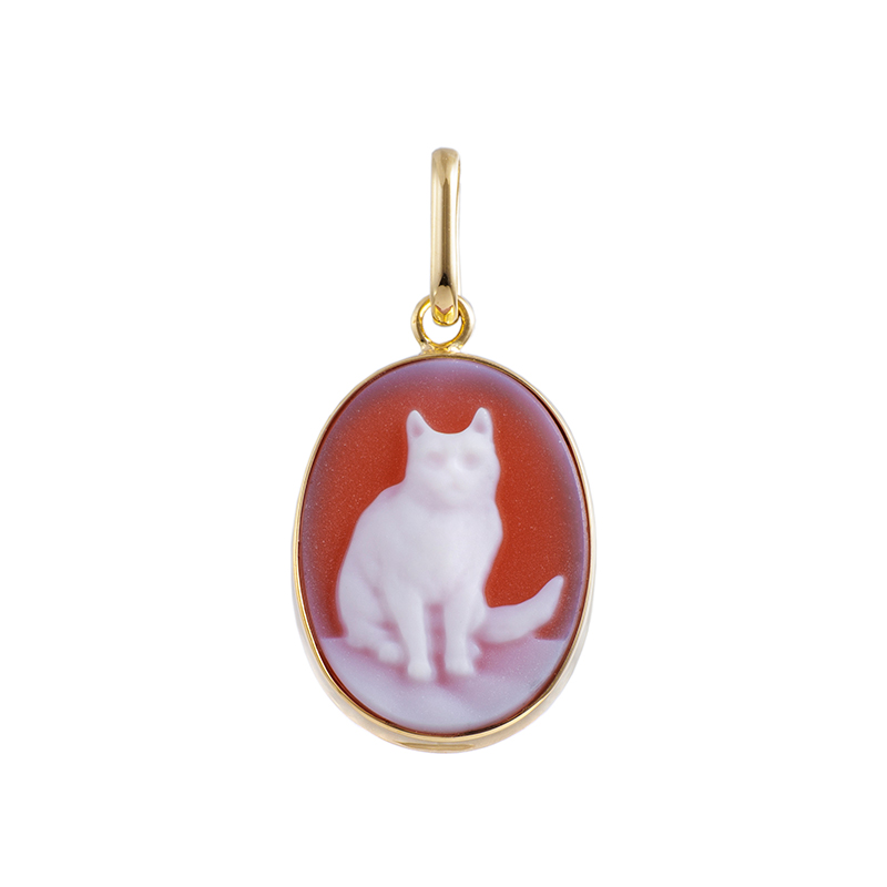 K18YG メノウカメオ ペンダントトップ カメオ 約16×12mm