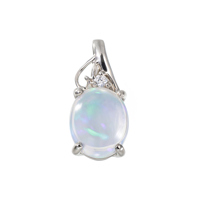PT950 メキシコウォーターオパール ダイヤ ペンダントトップ OP 約1.40ct D 約0.0