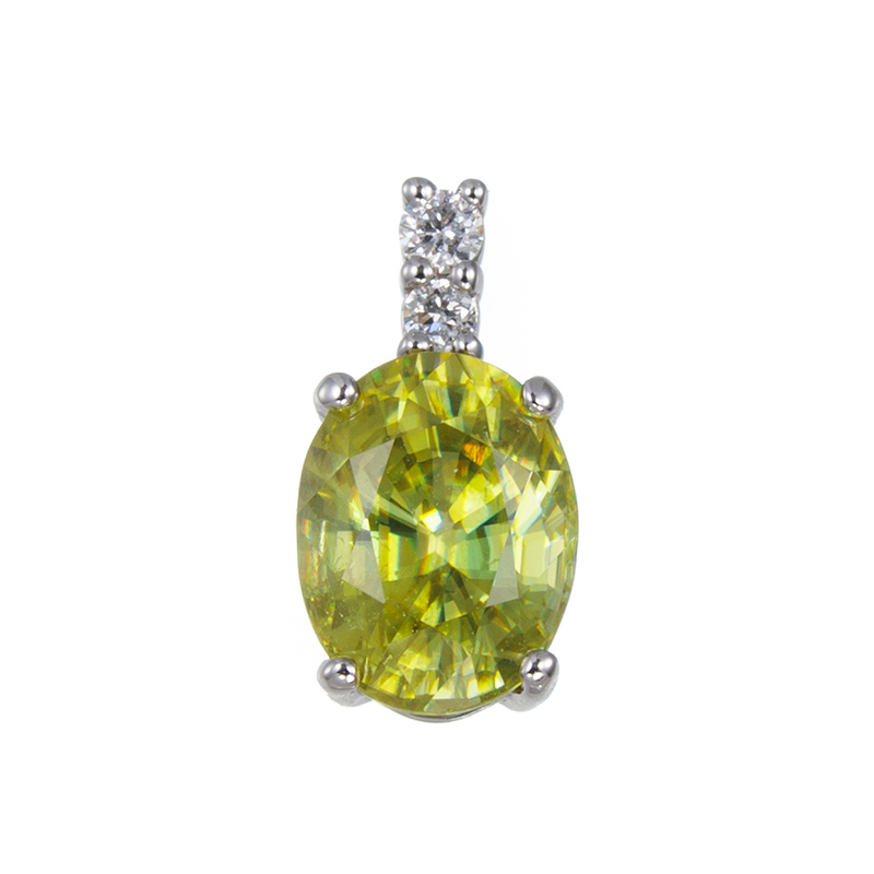 PT950 スフェーン ダイヤ ペンダントトップ SH 約1.10ct D 約0.02ct