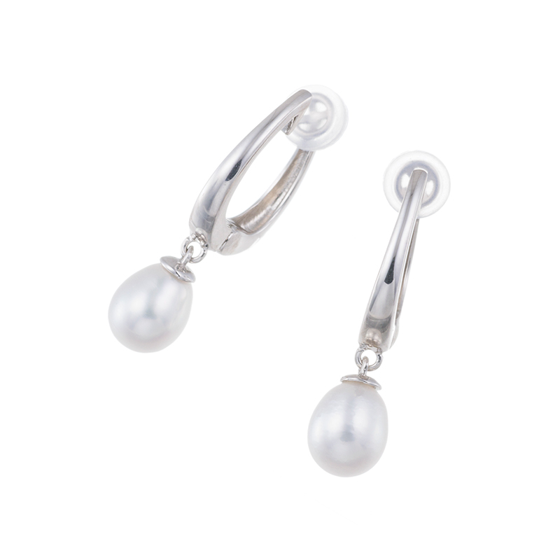 SV オーストラリア産 白蝶ケシパール ナチュラルホワイトカラー フェザータッチイヤリング P 約6