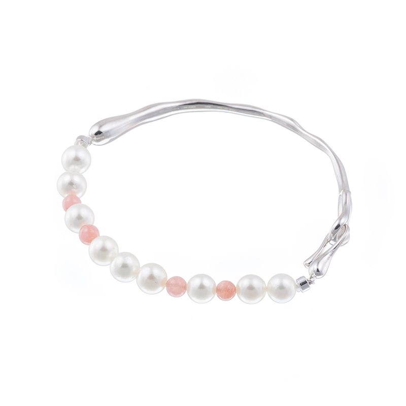 SV 越物 アコヤ真珠 無調色 ロードクロサイト 春ふわ ブレスレット P 約6.0mm RH 約2