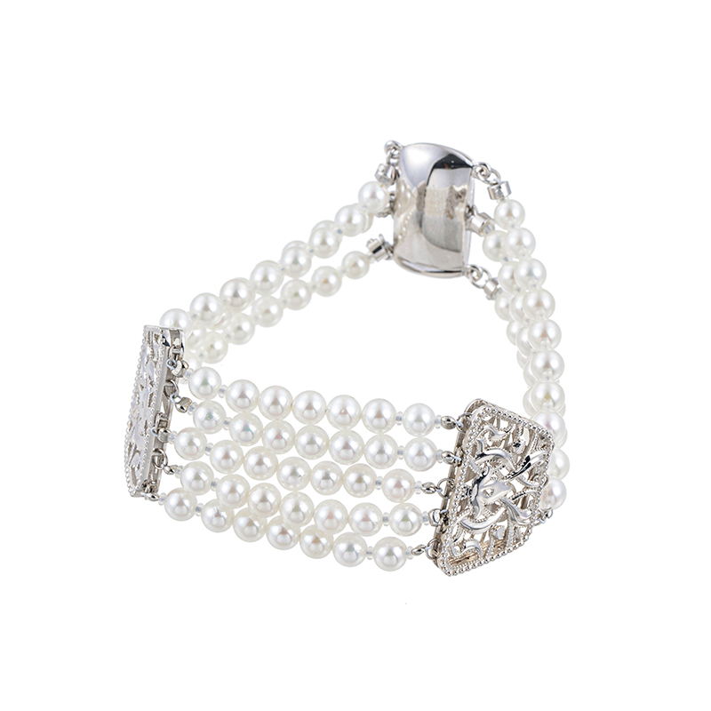 SV 越物 アコヤ真珠 無調色 プリンセスティアラ ブレスレット P 約4.0mm 約17cm