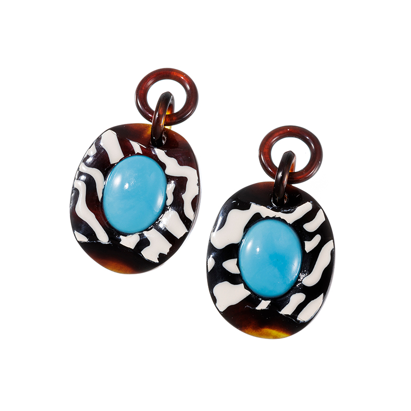 本べっ甲 蒔絵水もく ターコイズ(スタビライズ) チャーム TQ 約2.50ct