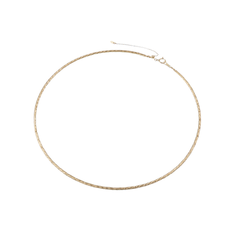 K18YG シャインカット オメガネックレス 長さ：約42cm 幅：約1.9mm 総重量：約3.0g