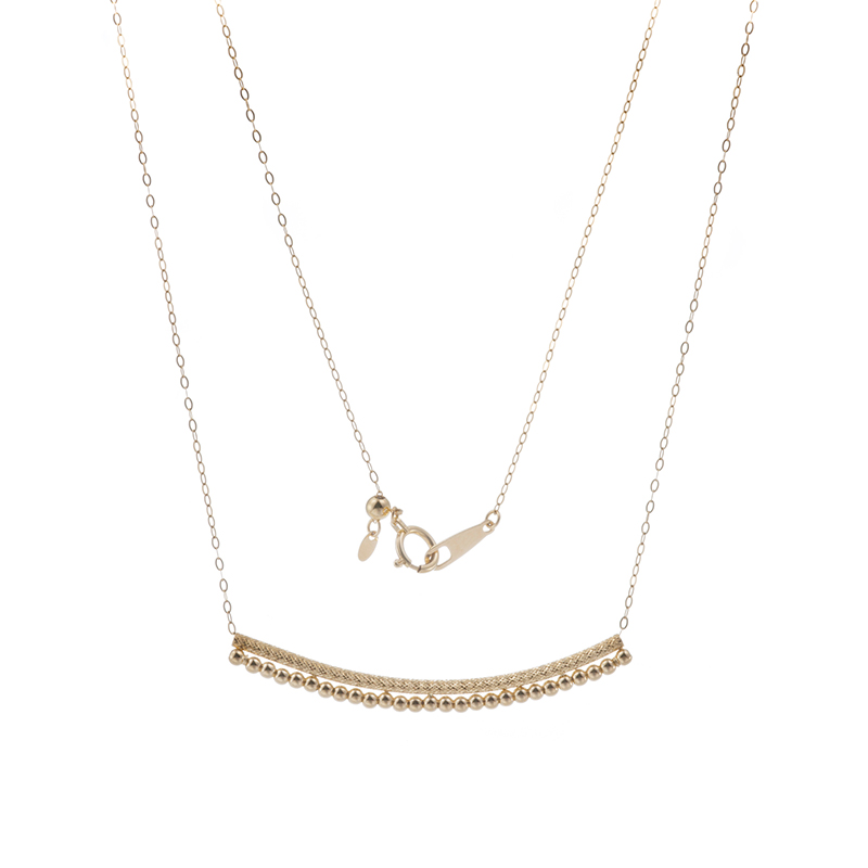 K18YG クロスカット スマイルライン ネックレス 長さ：約50cm 幅：約0.8mm スライドア