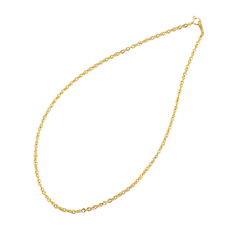 K18YG  シャイニー シングルロープチェーン ネックレス 長さ 約38cm 幅 約2.5mm 重