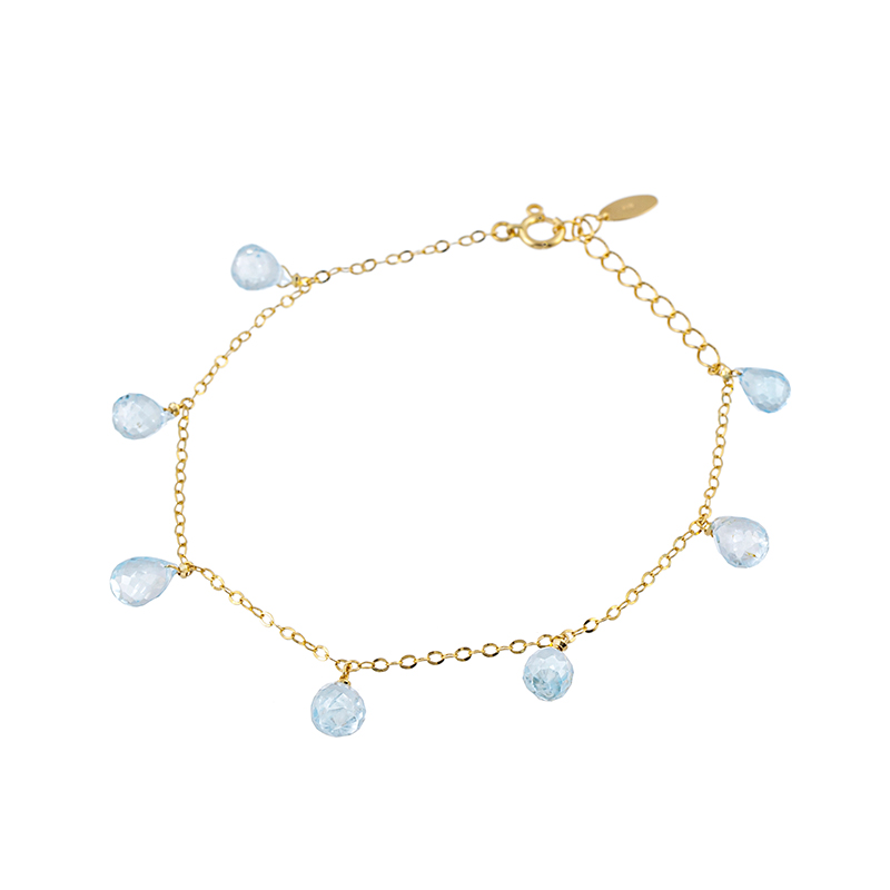 K18YG トパーズ ブリオレットカット ブレスレット TO 約9.00ct 長さ 約19cm 幅 